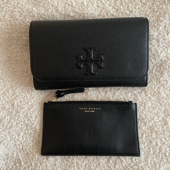 Tory Burch Women's Thea Flat Wallet Crossbody Black - Picture 2 of 5